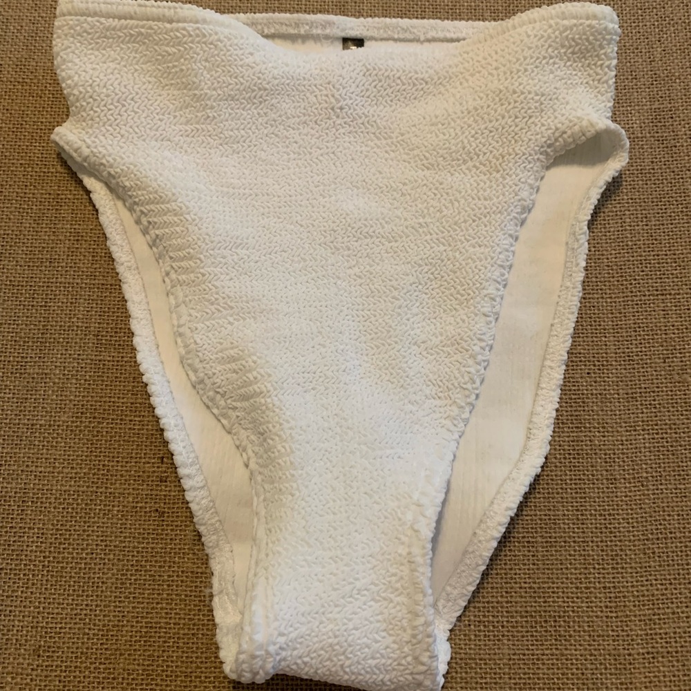 High waisted white bikini bottoms